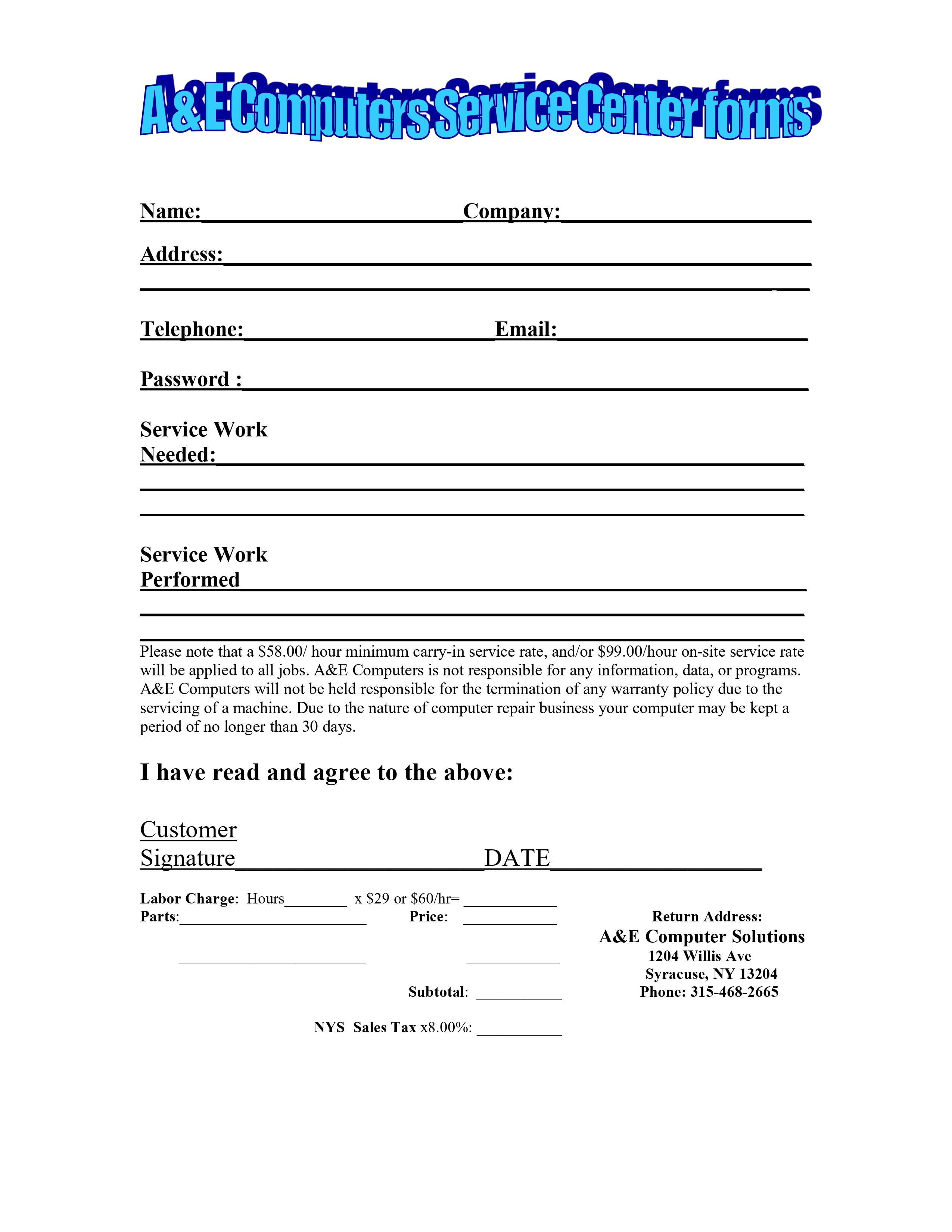 Service Form PDF Document
